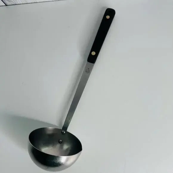 Vintage Flint Arrowhead Ladle Stainless Steel Riveted Black Composite Handle USA