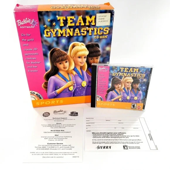 Barbie Team Gymnastics CD-ROM (PC, 2001) Complete Big Box