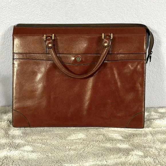 Vintage Gold Pfeil sport 16” Brown Leather Briefcase Portfolio Document Bag