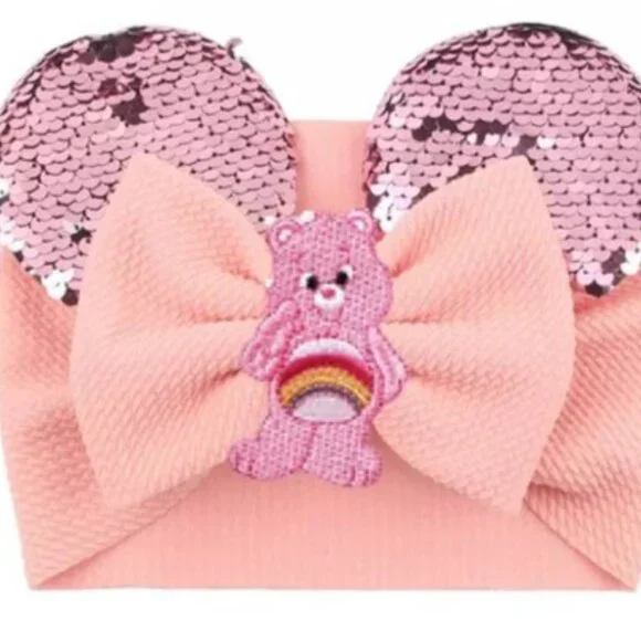 Care Bears Headband Pink Ears Bow Headband Sequin Care Bears Bow