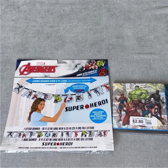 Marvel Avengers Superhero Party Banner and Napkins