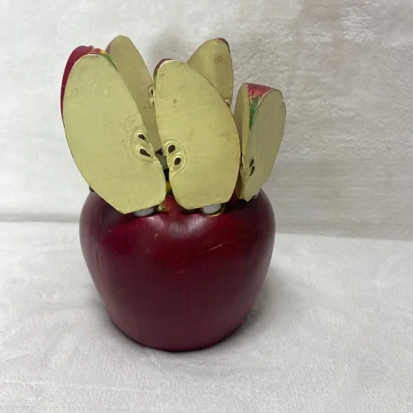 VTG Decorative Red Apple Cheese Spreader Set Stainless Steel Blades Wood Handles