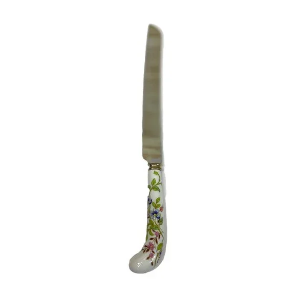 Prill Sheffield England Floral Cornflower Porcelain Handled Stainless Cake Knife