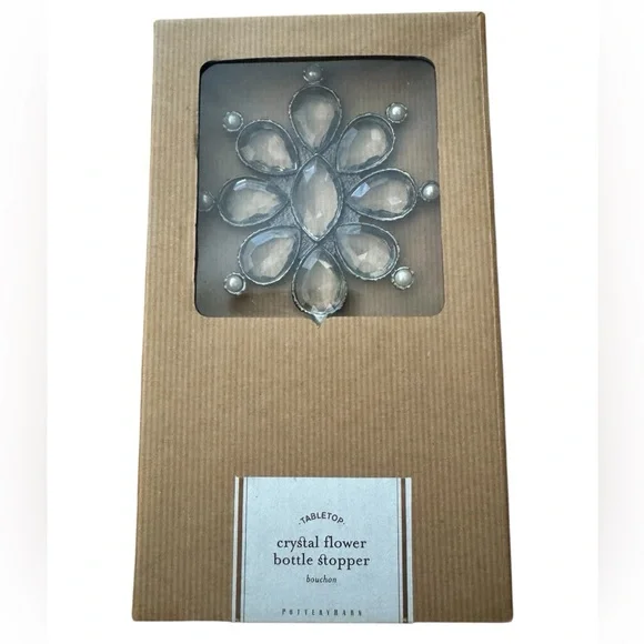 POTTERY BARN Crystal Flower Bottle Stopper