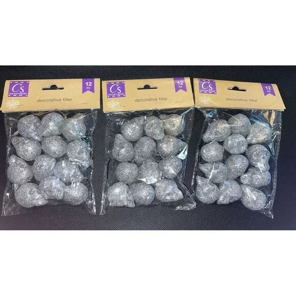 3 Silver Glitter Skull‎ Bags ✨Crafters Square Decorative Filler Decor Halloween