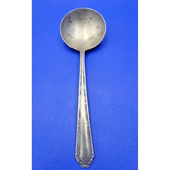 1938 ONEIDA Marianne Art Deco Silverplate Serving Spoon Vintage