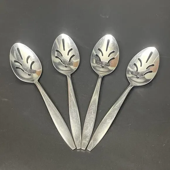 Stanley Roberts Eileen Stainless Steel Japan Slotted Serving Spoons Set of 4