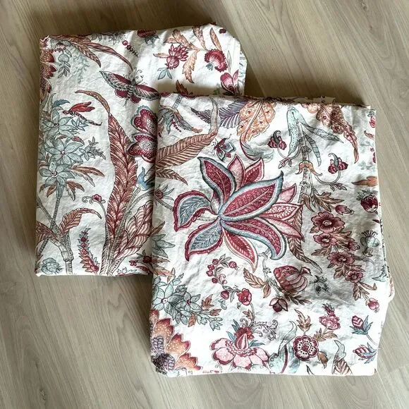 2 POTTERY BARN Deirdre Jacobean Print Organic Cotton Twin Duvet Covers