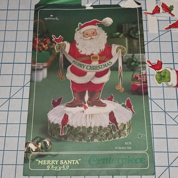 Hallmark Merry Santa Christmas Centerpiece in Red and White 14