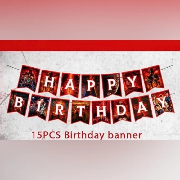 Stranger Things Happy Birthday Banner