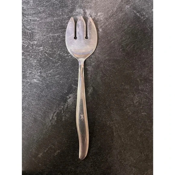 Silver‎ Starburst Serving Fork Utensil Stainless Steel Vintage Kitchenware