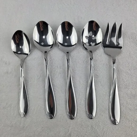 Oneida Camber Cresta Windswept Scroll 5 Pc Serving Set Stainless