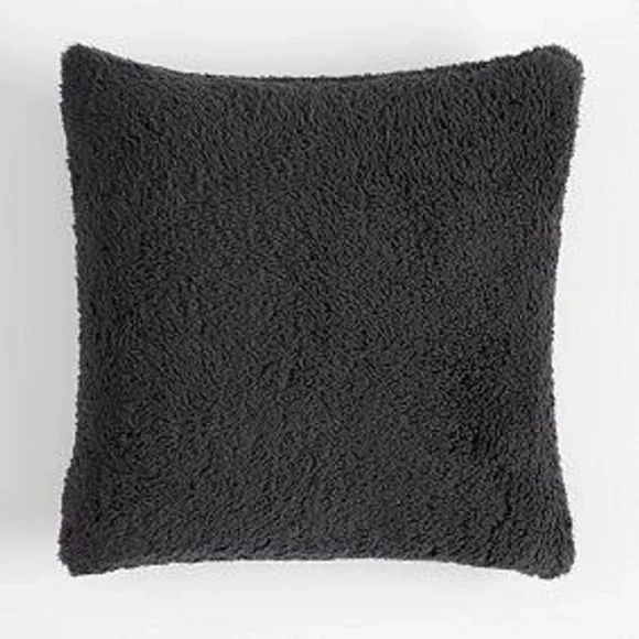 Pottery Barn Cozy Teddy Sherpa Throw Pillow Cover Charcoal Gray 20x20