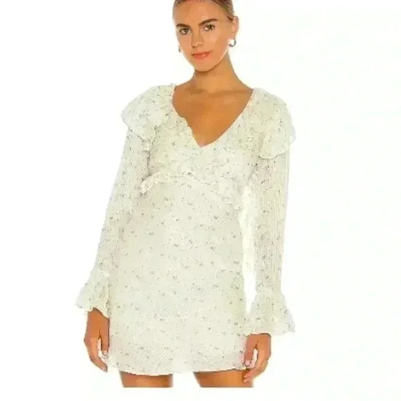 Free People Women's Sweetest Thing Mini Dress, Ivory Combo, Off White, size 4