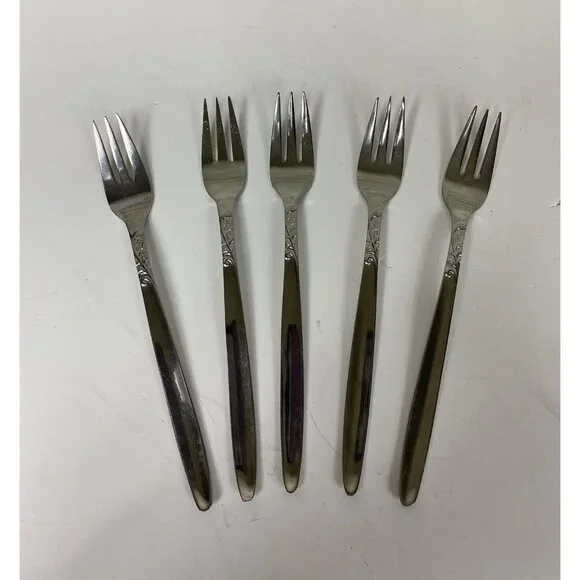 VTG Wellingware Stainless Japan Lot 5 Cocktail Seafood Forks Silverware Flatware
