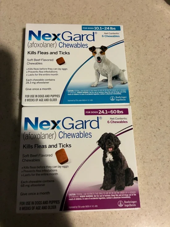 Nexgard Flea & Tick -BUNDLE 10.1-24 lbs &24.1-60 lbs 6 packs