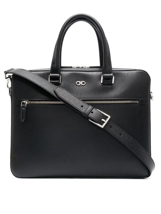 FERRAGAMO Revival Double Gancio Leather Briefcase
