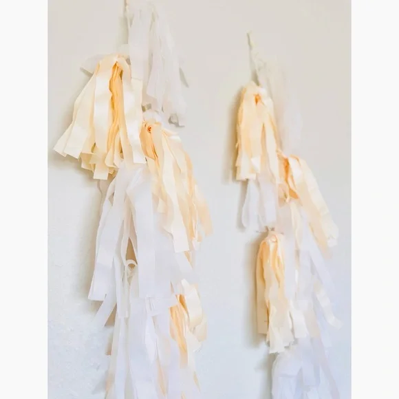 48” Cream & White Tassel Garland Streamers for Party Wedding Baby Shower 2 Pcs.