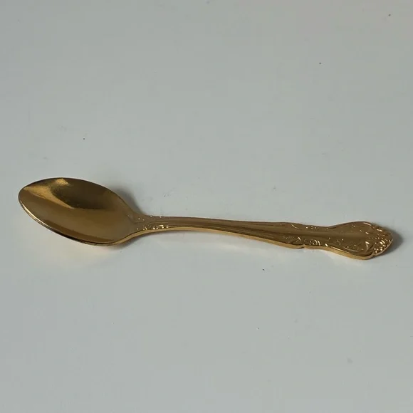 Vintage Collectible ADCRAFT Stainless steel Gold tone Mini Spoon approx 4.75