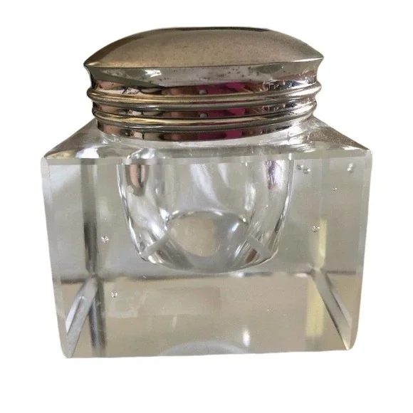 Pottery Barn Inkwell Votive Holder Glass Candle Holder Square Cut Corners
