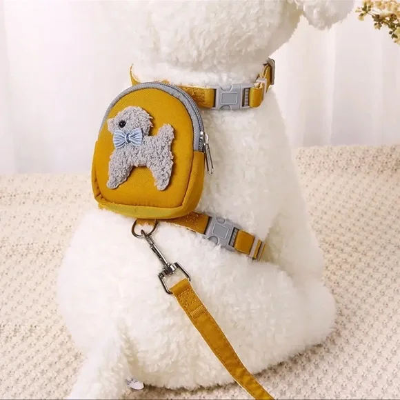 OUTDOOR ADVENTURE PET VEST WITH CUTE BACKPACK AND LEASH FOR MEDIUM DOG