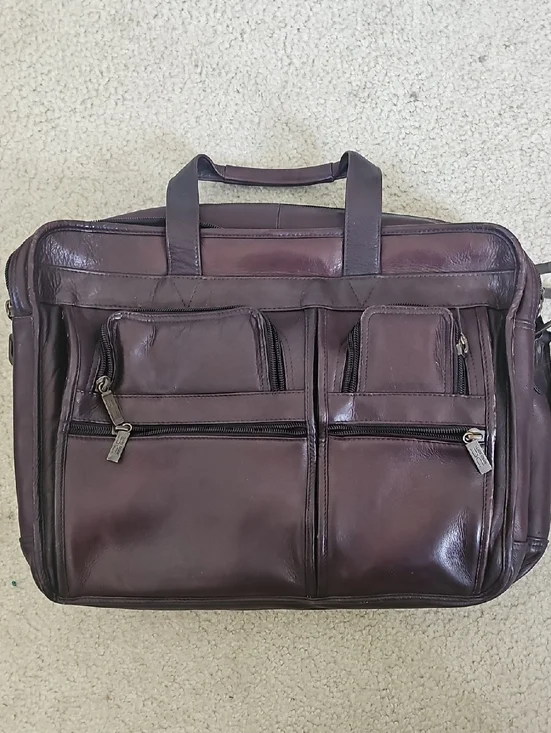 Men's Leather Briefcase Bag in Dark Brown - Classic Professional Carry