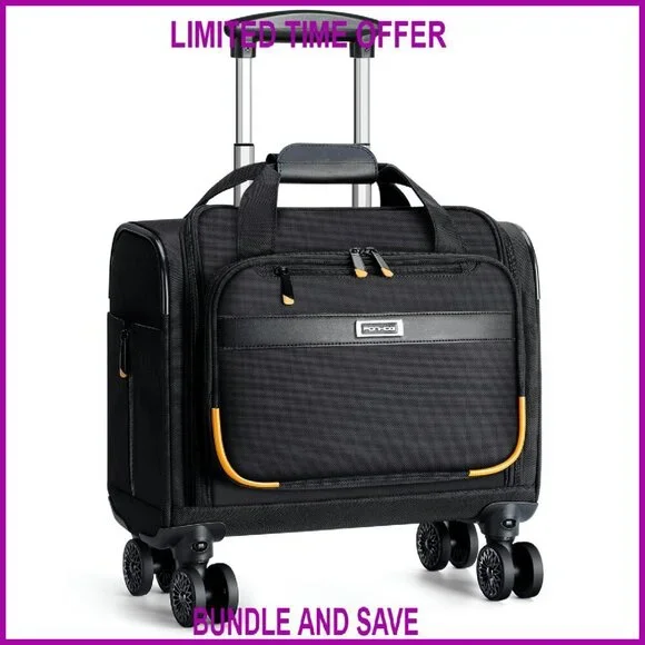 Rolling Laptop Briefcase 15.6 Inch Water Resistant Nylon Travel Bag