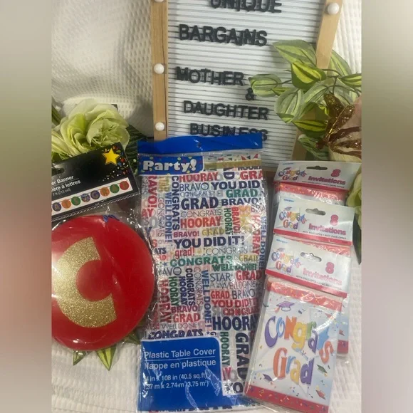 Graduation Party Decorations Bundle Congrats 24 Invitations Banner Table Cover