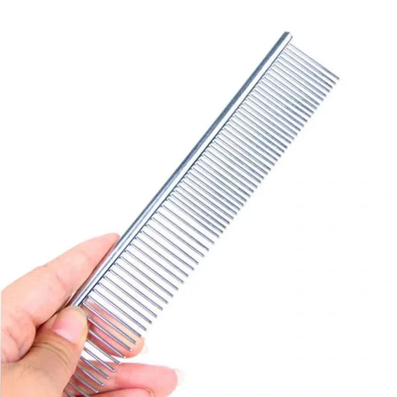 Silver Metal Pet Hair Comb
