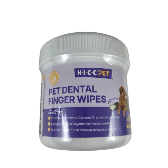 HICC PET Pet Dental Finger Wipes NEW 50 Ct -Unflavored -Cocoplex -For Dogs/Cats