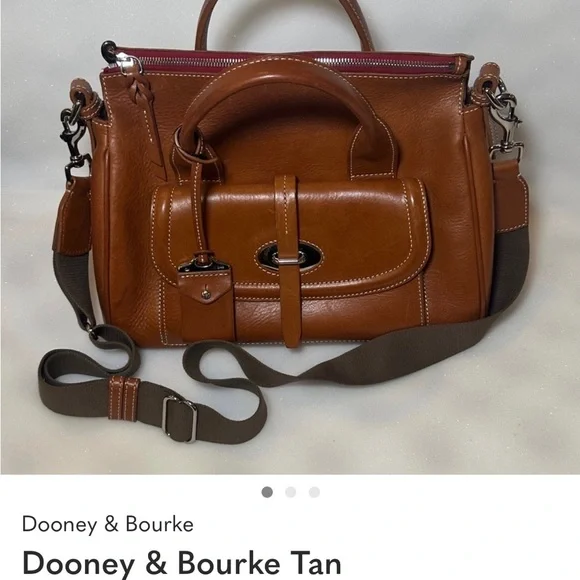 Dooney & Bourke Brown Leather Briefcase with dust bag. Crossbody bag. #127