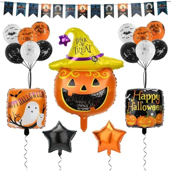 Pumpkin Halloween Party Decorations Foil Balloons kit