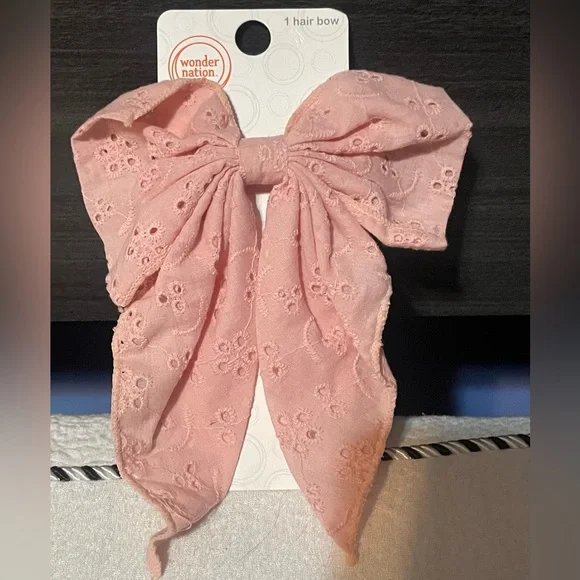 🔴‎ 3/$12 Wonder Nation Pink Lace Hair Bow! NEW!