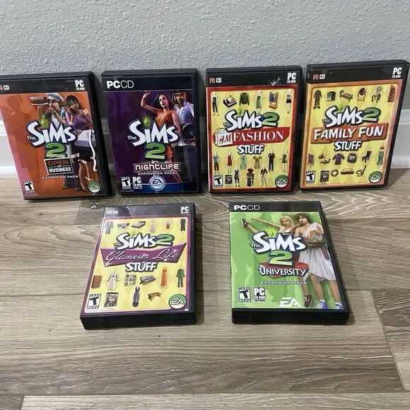 The Sims 2 PC Expansion Pack Lot Of 8 PC CD ROM‎