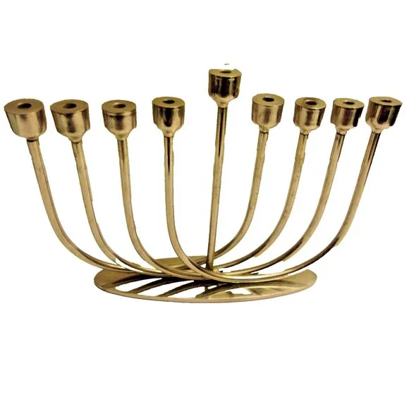 Pottery Barn Rachel Silver Menorah Metal Art Deco Style Hanukkah Chanukah