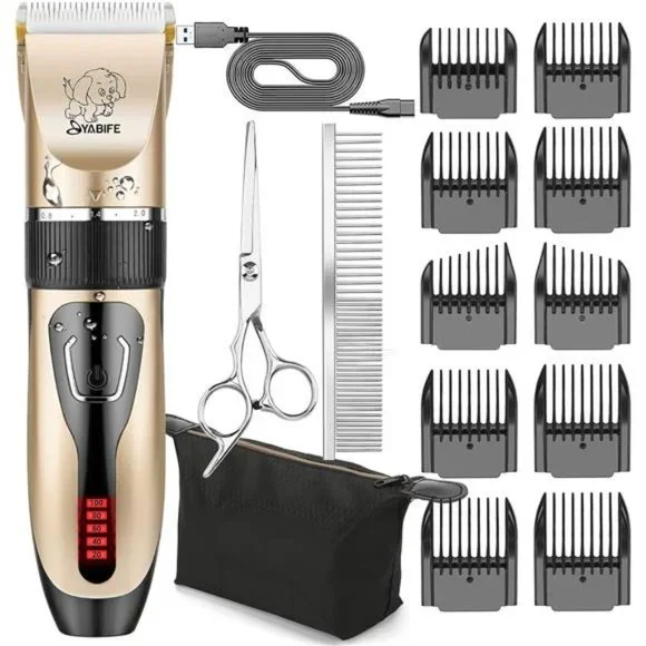 Dog Clippers, USB Rechargeable Cordless Dog Grooming Kit, Yellow