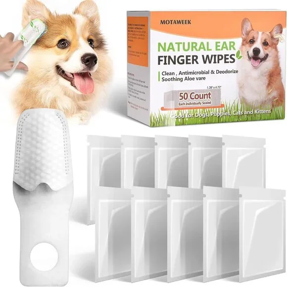 Motaweek Dog & Cat Finger Ear Cleaning Wipes 50 Pk 1.28