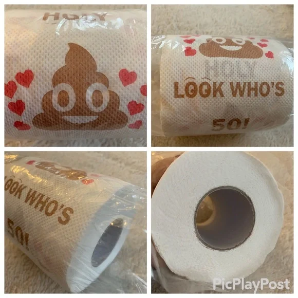 50th Birthday Gag Gift Toilet Paper Roll “Holy 💩 Look Who’s 50!”