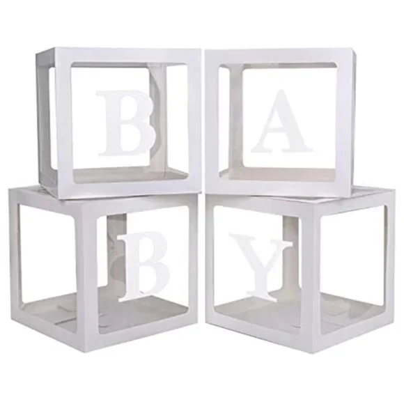 baby shower balloon boxes 4 pcs clear letter blocks gender reveal party decor