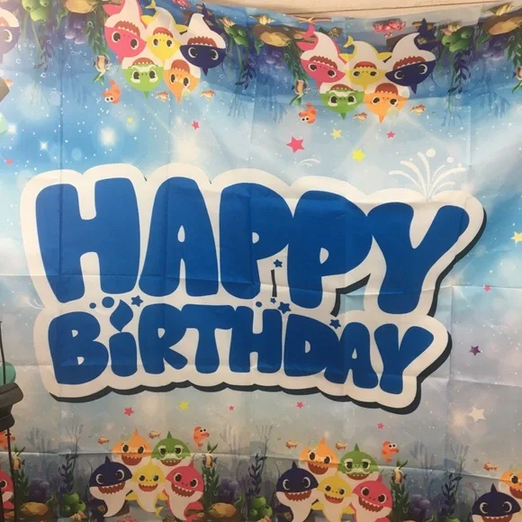 Baby Shark Birthday Party Banner Sharks