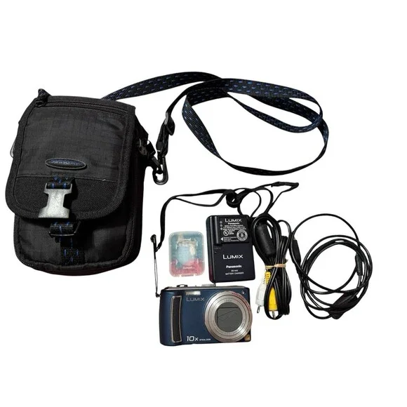 Panasonic Lumix DMC-TZ5 9.1MP Digital Camera (Blue) 2 Batteries Charger SD Card