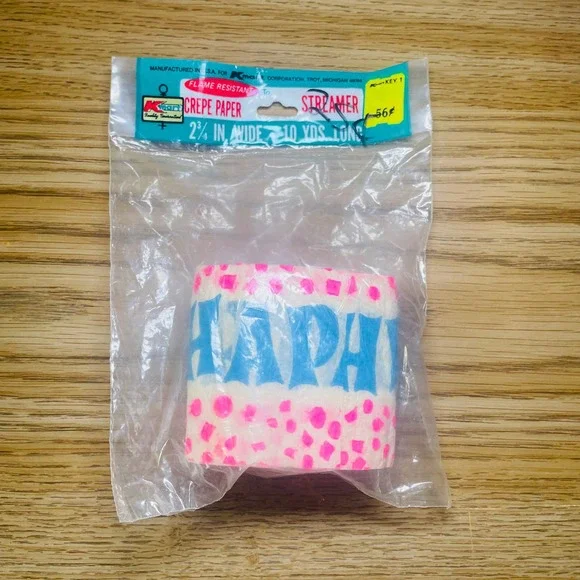 VTG Kmart Crepe Paper Streamer Happy Birthday‎ 2¾