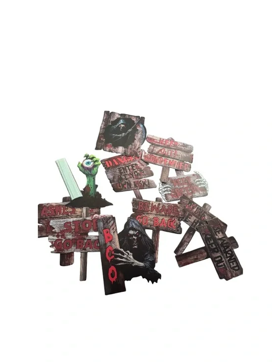 11pcs Halloween Lawn Signs Yard Stakes Halloween Warning signs