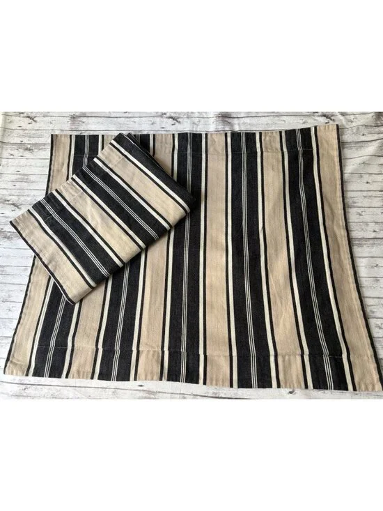 Pottery Barn Pillow Shams Covers Cream Tan Charcoal Gray Standard Cotton PAIR