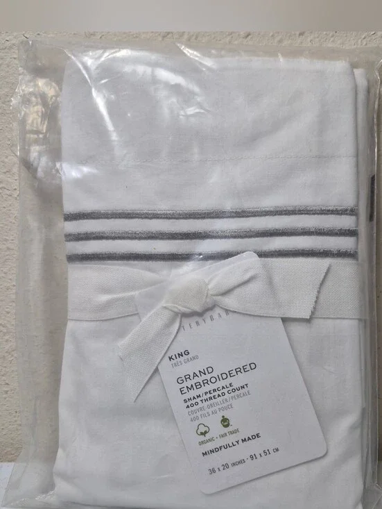 Pottery Barn king Sham Gray Mist New