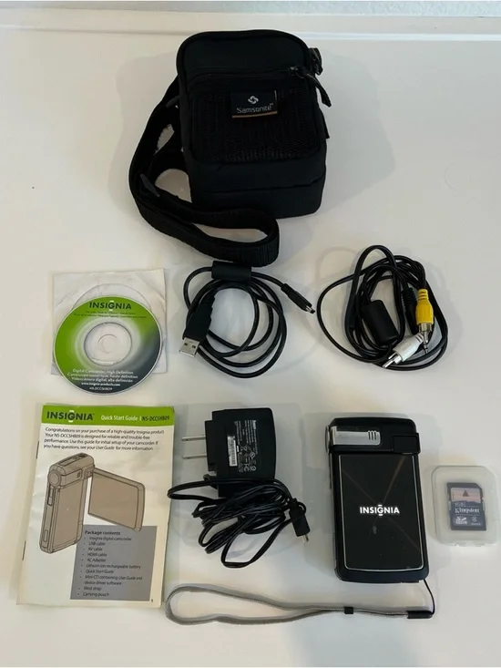 Insignia NS-DCC5HB09 HD Digital Camera Camcorder Tested w Battery, SD Card, Case