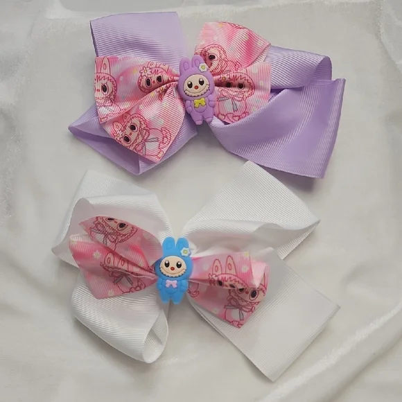 Girl's Set of 2 Labubu Monsters Hairbows Hair Accessories Clip On Cute Trendy