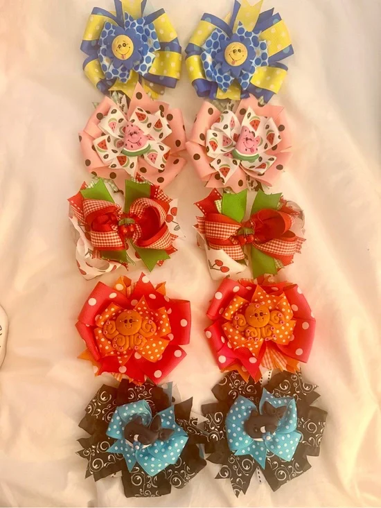 Kids Ribbon Hair Bows - Multicolor Pack