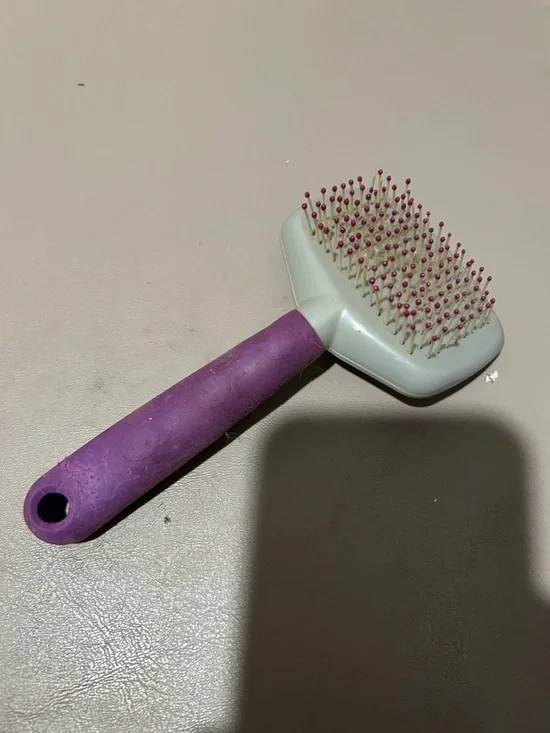 Pet Slicker Brush with Purple Handle and White Head