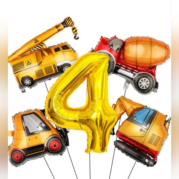 Large Construction Equipment Foil‎ Mylar Balloons 4th Bday
